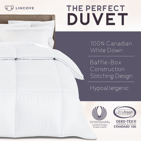 Canadian Down Comforter – 600TC Cotton Sateen, Lightweight Duvet Insert