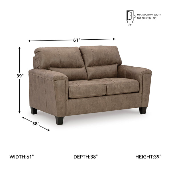 Dark Brown Faux Leather Loveseat