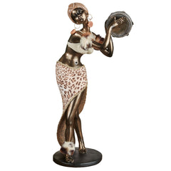 African Woman Dancing Table Sculpture – Bronze Finish