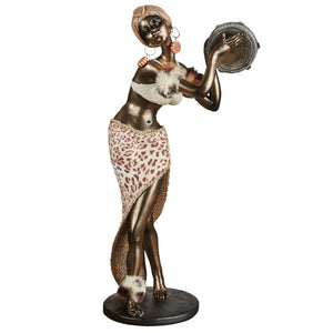 African Woman Dancing Table Sculpture – Bronze Finish