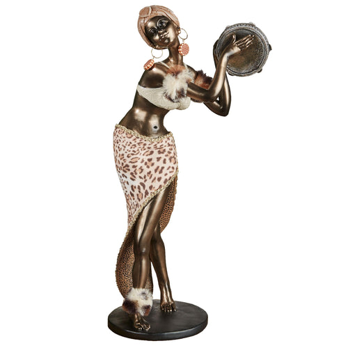 African Woman Dancing Table Sculpture – Bronze Finish