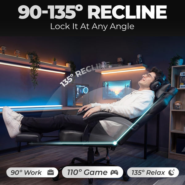 Big & Tall Ergonomic Gaming Chair with Footrest