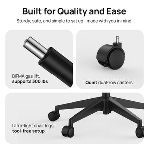 Ergonomic High Back Office Chair with Fixed Lumbar Support & Detachable Pillow