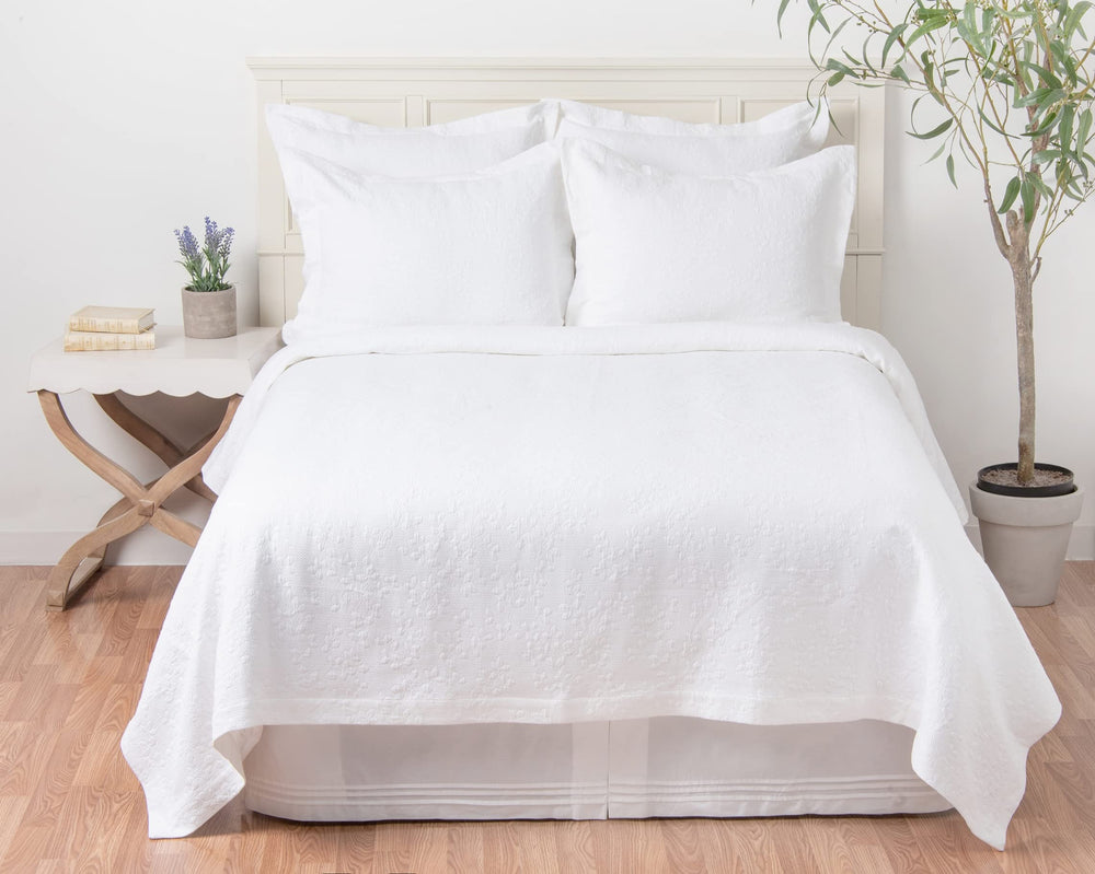 Jardin Matelasse Euro Pillow Sham – 26" x 26" White Cotton
