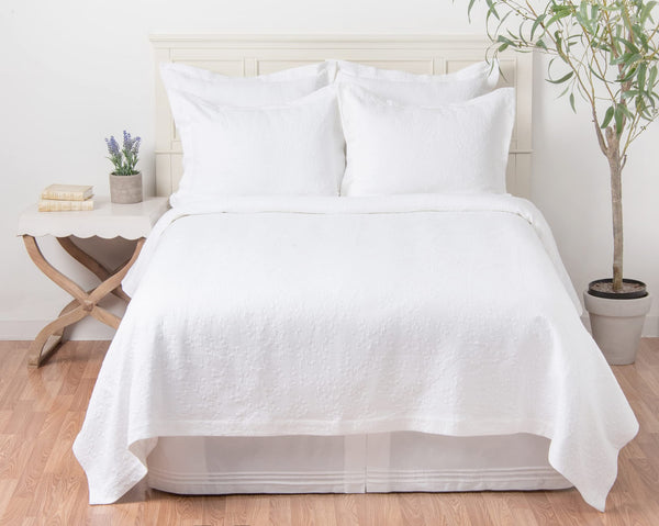 Jardin Matelasse Euro Pillow Sham – 26" x 26" White Cotton