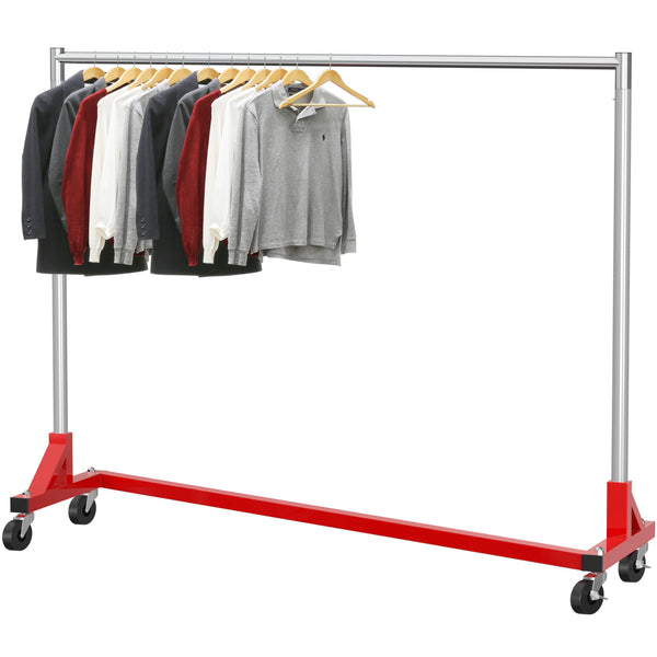Industrial Z-Base Garment Rack, 500 lb Capacity, 63" Bar