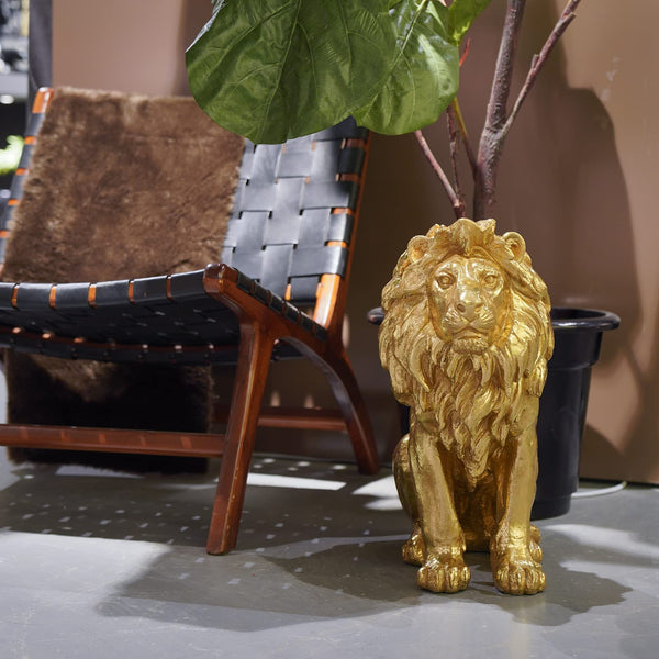 Gold Lion Head Statue – Large Resin Sculpture for Home Decor