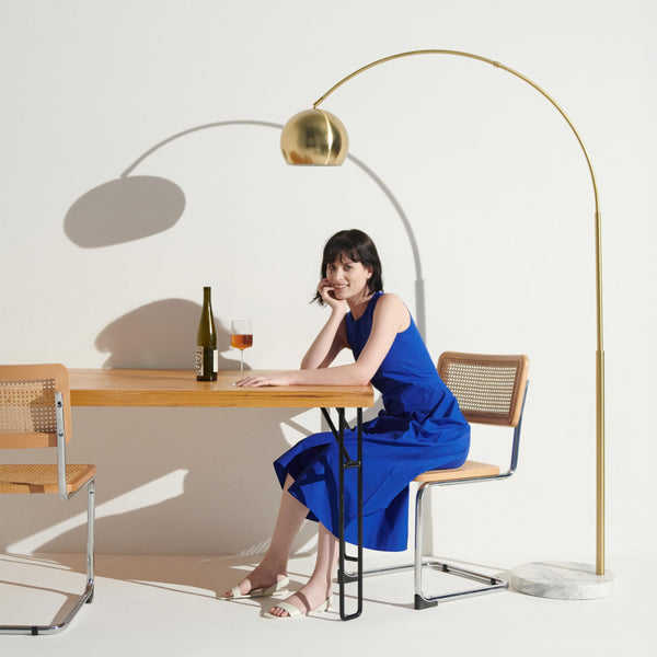 Arc Floor Lamp with Marble Base and Globe Shade