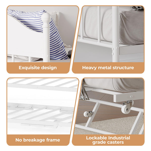 Twin Metal Daybed with Trundle and Headboard