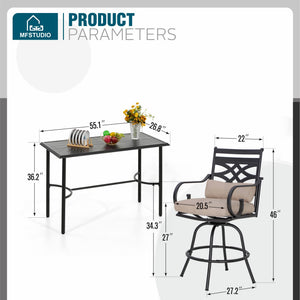 5-Piece Outdoor Counter Height Patio Bar Set with Swivel Stools