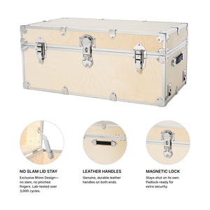 34 Inch Wood Storage Trunk with Soft-Close Lid