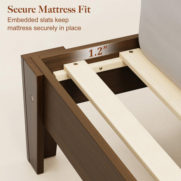 Wood Platform Bed Frame with Fluted Headboard | Queen & King