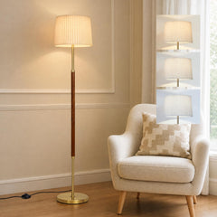 65" Mid-Century Modern Wood Floor Lamp with 3 Color Temperatures