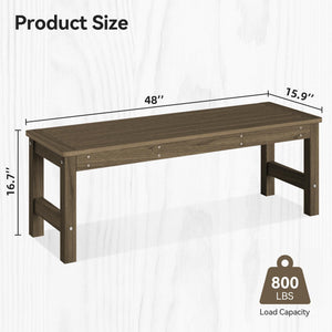 48" HDPE Outdoor Garden Bench – 2-Person Patio Bench