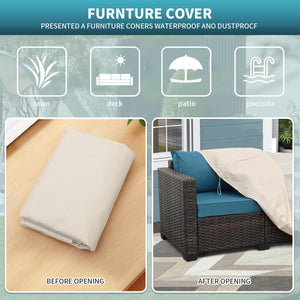 2-Seater Outdoor Wicker Loveseat Sofa with Cushions & Waterproof Cover