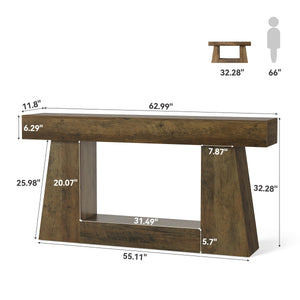 63" Farmhouse Console Table with Storage