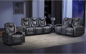 Power Reclining Sofa Set with Cup Holders & USB Ports