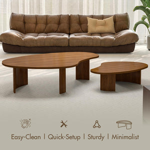 Nesting Coffee Tables Set of 2 – Oval Mid-Century Modern with Fluted Legs