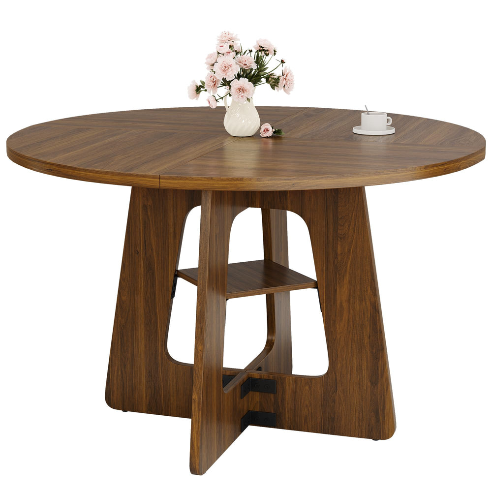 Round Dining Table 47 Inch with Under-Table Storage