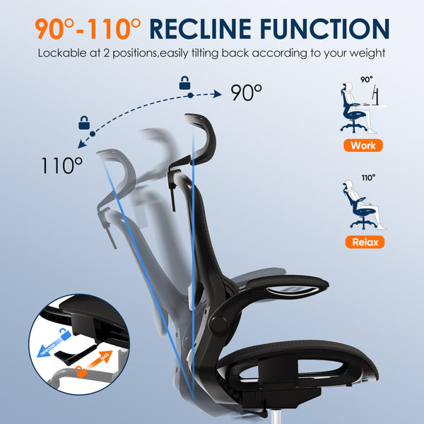 Ergonomic Mesh Office Chair with Flip-Up Armrests
