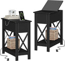 End Table with Charging Station & Flip-Top Drawer