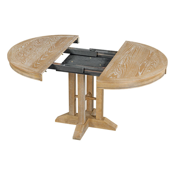 Extendable Round Dining Table with Oak Veneer Top