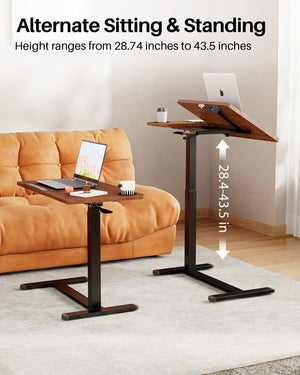 Pneumatic Height Adjustable Overbed Table with Wheels