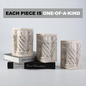 Marble Bookends with Pen Holder & Vase – Set of 2