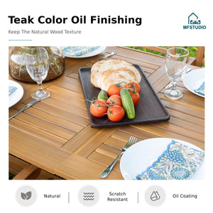 Expandable Acacia Wood Outdoor Dining Table Set with Chairs