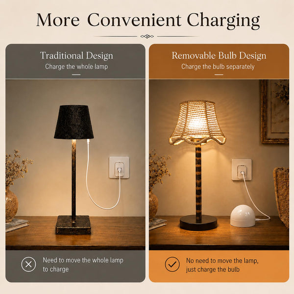 Bamboo Rechargeable LED Table Lamp with Remote