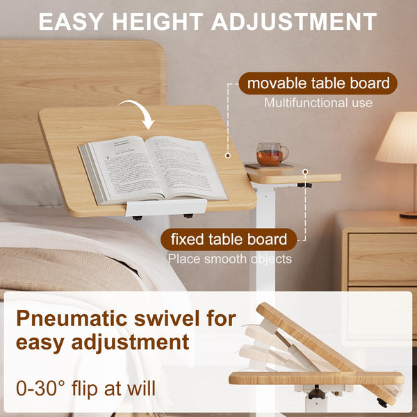 Adjustable Overbed Table with Wheels