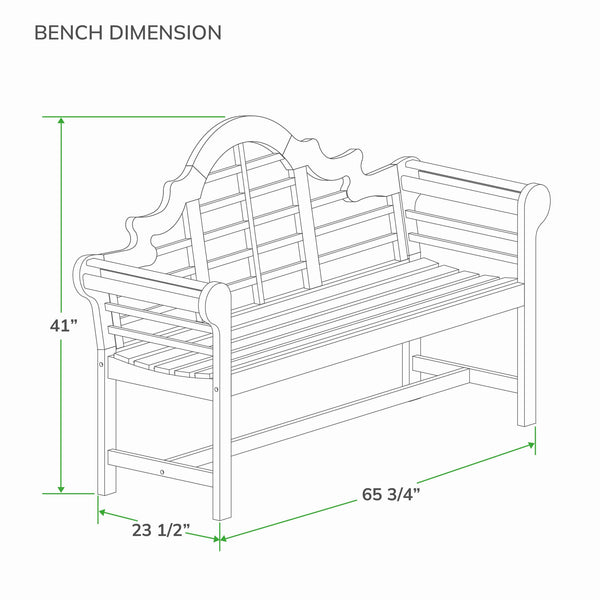 5-Foot Teak Wood Outdoor Bench – Lutyens Style