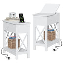 End Table with Charging Station & Flip-Top Drawer