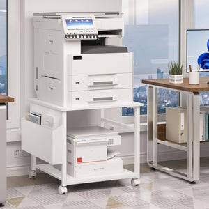 Rolling Printer Stand with Storage Shelf & Lockable Wheels