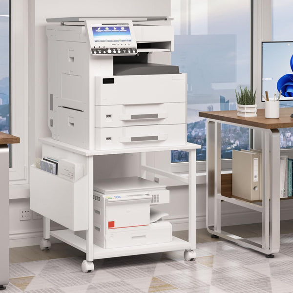 Rolling Printer Stand with Storage Shelf & Lockable Wheels