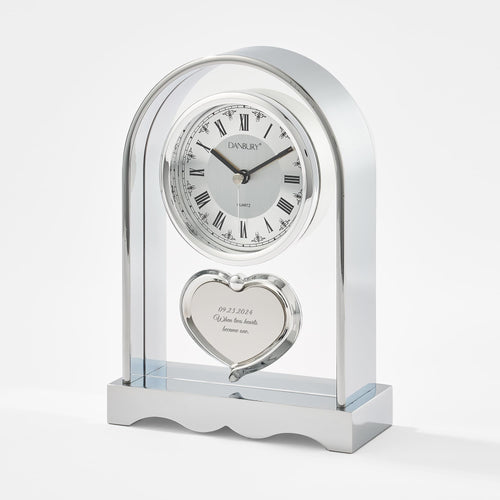 Personalized Dome Glass Mantel Clock with Roman Numerals