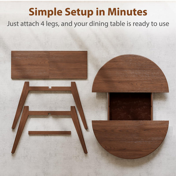 Solid Wood Expandable Round Dining Table
