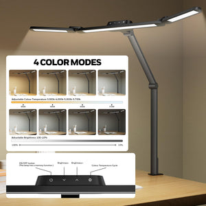 Wide Desk Lamp with Clamp for Dual Monitors