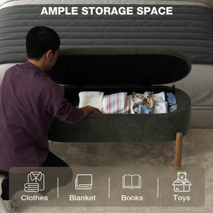 Corduroy Upholstered Storage Bench with Hidden Storage