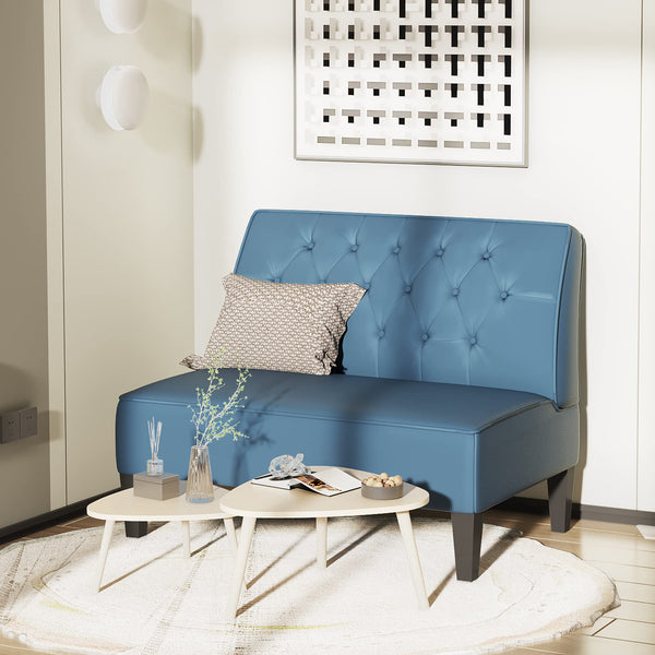 Button-Tufted Velvet Loveseat Settee Bench