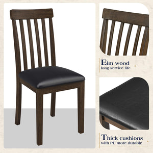 7-Piece Farmhouse Dining Table Set with Faux Marble Top & Cushioned Chairs