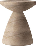 Round Fiberstone Side Table with Hourglass Pedestal Base – Indoor & Outdoor Accent Table