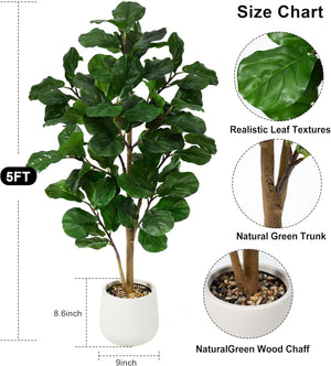 Faux Fiddle Leaf Fig Tree with White Pot