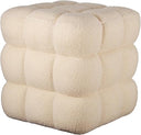 Fuzzy Sherpa Ottoman Pouf with Wooden Frame | Square & Round Styles