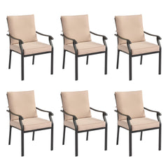 Metal Stackable Outdoor Patio Dining Chairs Set with Cushions – Khaki