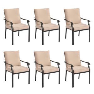 Metal Stackable Outdoor Patio Dining Chairs Set with Cushions – Khaki
