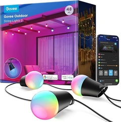 Smart Outdoor String Lights RGBICW LED Bulbs – App & Voice Control