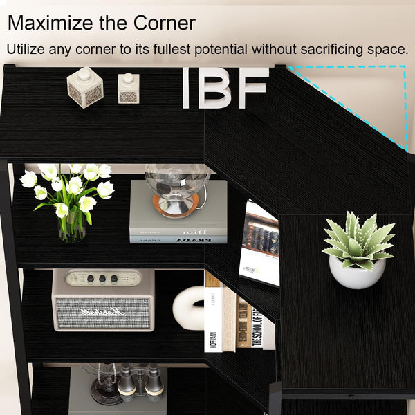 L-Shaped 5-Tier Corner Bookshelf