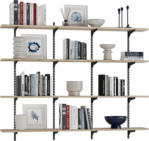 60-Inch Floating Wall Shelves with Adjustable Rail Bracket System