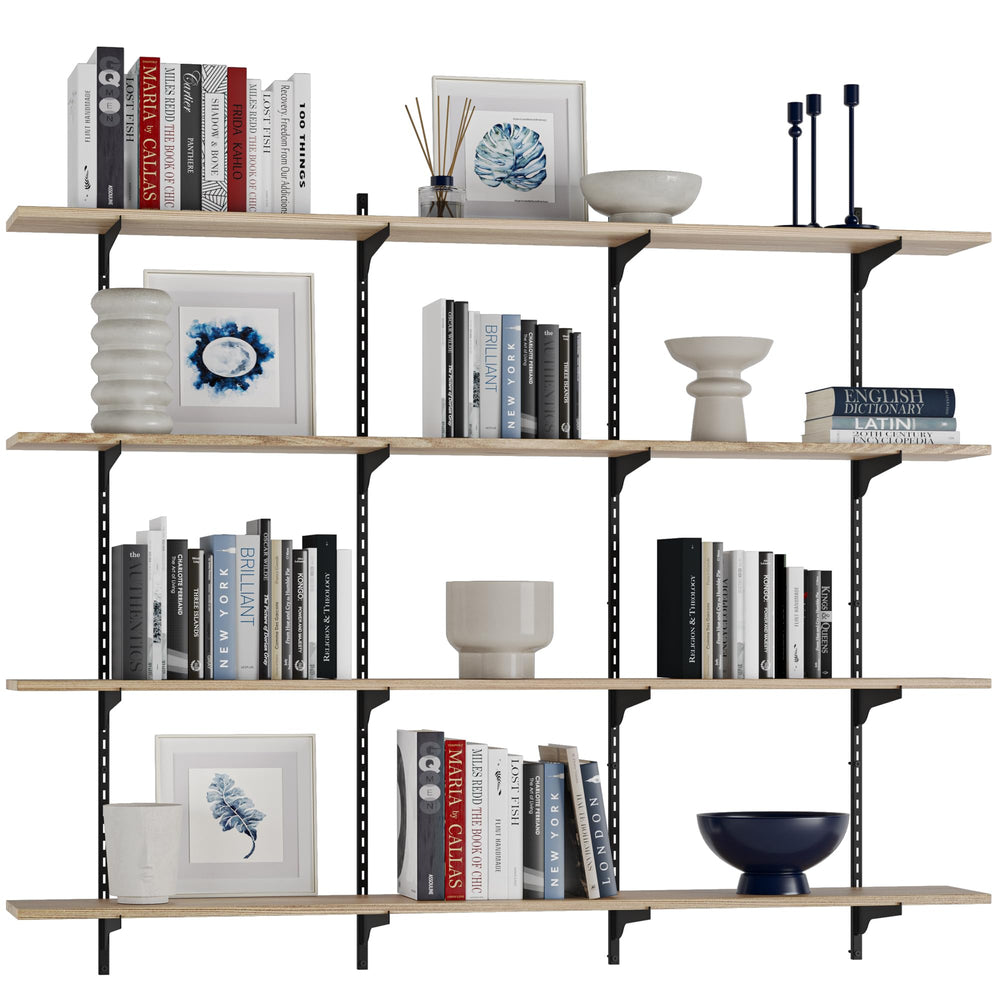 60-Inch Floating Wall Shelves with Adjustable Rail Bracket System